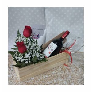 Vino, Rosas y Copa en Caja